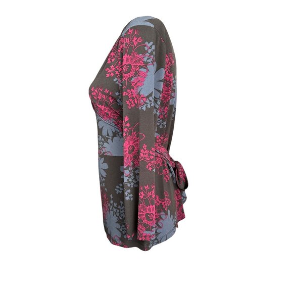 Y2K Top Apostrophe Petite Small Baby Doll Floral Brown Boho 2000's Retro Grunge - Picture 3 of 6